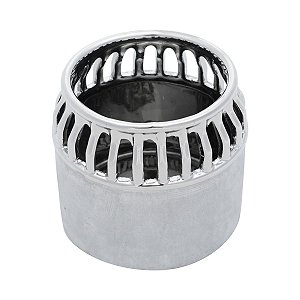 VASO DECORATIVO CERÂMICA PRATEADO/CINZA 13x12cm