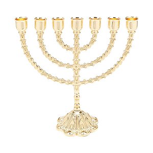 MENORAH 7 VELAS DE ZINCO DOURADO 33X13X33CM
