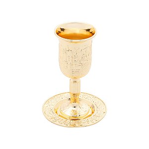 COPO DE ZINCO PARA VINHO C/ PRATO DOURADO DE ZINCO