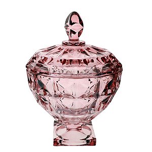 POTICHE AQUAMARINE COM PE EM CRISTAL  D17,5XA25CM COR ROSA