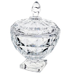 POTICHE AQUAMARINE COM PE EM CRISTAL  D17,5XA25CM