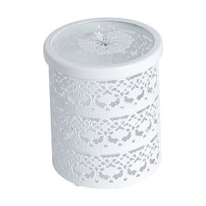 PORTA JOIA CINZELADO DE FERRO FUNDIDO ESMALTADO WHITE