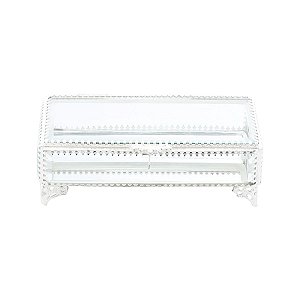 CAIXA RETANGULAR DE LATÃO C/ VIDRO BISOTADO SILVER ANTIQUE