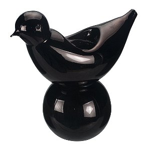 PORTA VELA DE VIDRO FORMATO DE PÁSSARO 14.5X7X15CM PRETO