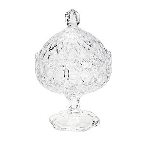 BOMBONIERE DE CRISTAL C/PÉ E TAMPA ANGÉLICA 15,5X23,5CM