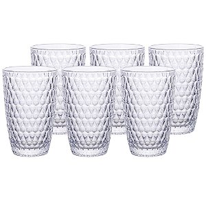 JOGO DE 6 COPOS AMELIE EM VIDRO 355ML A13CM