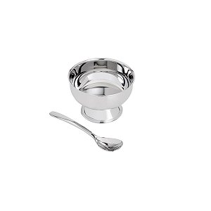 CJ 6 TAÇAS P/SOBREMESA C/6 COLHERES DE AÇO INOX ELEGANCE