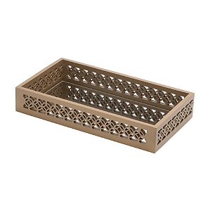 BANDEJA DE MADEIRA LAQUEADA OURO VELHO C/ESPELHO 47X34X4,5cm