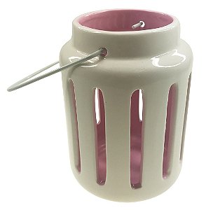 LANTERNA DECORATIVA EM CERÂMICA 14.8CM ROSA