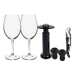 KIT DE 06 PECAS PARA VINHO BOHEMIA AUTHENTIC COLLECTION L31XP31XA13CM COR PRETO