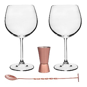KIT DE 04 PECAS PARA GIN BOHEMIA AUTHENTIC COLLECTION L31XP31XA13CM COR COBRE