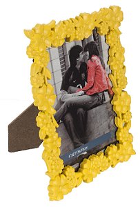 PORTA RETRATO FLOWERFULL EM PLÁSTICO 10X15CM AMARELO