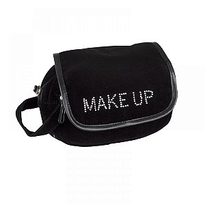 NECESSAIRE VELUDO SHINY MAKE UP C/ ALCA PRETA 20 X 14 X 7 CM