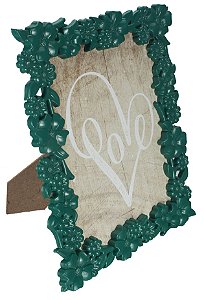 PORTA RETRATO FLOWERFULL EM PLÁSTICO 13X18CM VERDE FOLHA