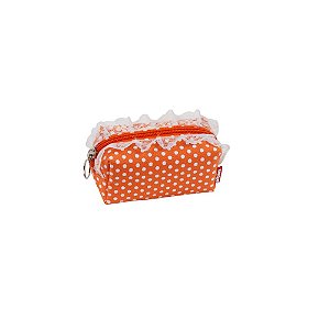 NECESSAIRE POLIESTER POIS LARANJA C/ RENDA P