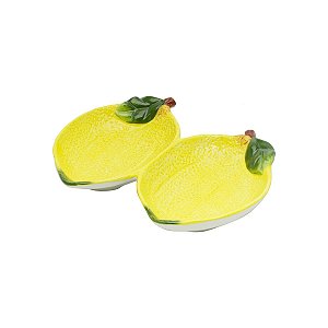 PETISQUEIRA DE CERÂMICA DUPLA LEMONS 23X13X3cm