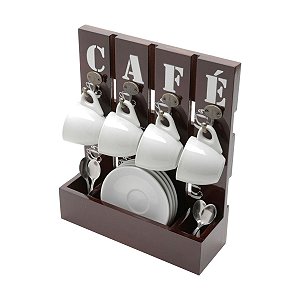 SUPORTE DE MADEIRA PARA CAFE 25X9X30CM