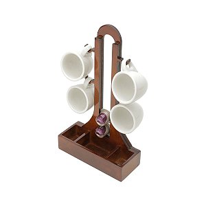 SUPORTE DE MADEIRA PARA XICARA CAPSULAS NESPRESSO 18X7X31CM