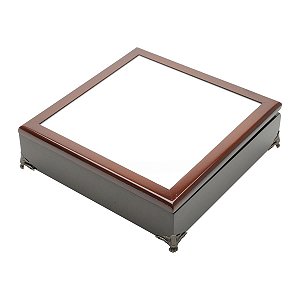 CAIXA DE MADEIRA LAQUEADA PRETO 25,5X25,5X7,5CM