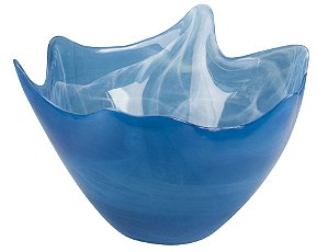 CENTRO DE MESA SCALLOP EM VIDRO 30CM TURQUESA