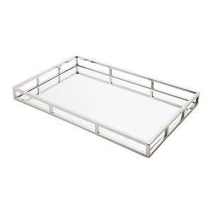 BANDEJA DE AÇO INOX C/ESPELHO MIRROR 56X36CM