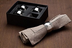 JG 4 ANÉIS DE ACO INOX P/ GUARDANAPO RING HAMMERED