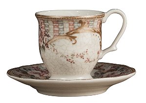 JOGO DE 12 PEÇAS PARA CAFÉ ABINGTON ROSE GOLD EM PORCELANA 50ML