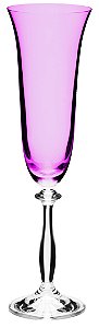 JOGO DE 6 TACAS PARA CHAMPANHE ANGELA DECORADA EM CRISTAL ECOLOGICO 190ML COR ROSA