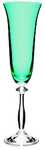 JOGO DE 6 TACAS PARA CHAMPANHE ANGELA DECORADA EM CRISTAL ECOLOGICO 190ML COR TURQUESA