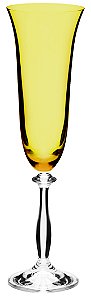 JOGO DE 6 TACAS PARA CHAMPANHE ANGELA DECORADA EM CRISTAL ECOLOGICO 190ML COM AMBAR