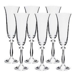 JOGO DE 6 TACAS PARA CHAMPANHE ANGELA EM CRISTAL ECOLOGICO 190ML A24,5CM TRANSPARENTE