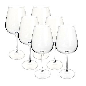 JOGO DE 6 TACAS PARA VINHO TINTO ARDEA EM CRISTAL ECOLOGICO 540ML A23,5CM TRANSPARENTE