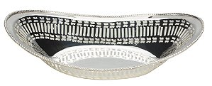 CESTA PARA PAES OVAL DELHI EM LATAO 32X20CM PRATEADO