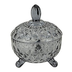 POTICHE DECORATIVO ANGELICA EM CRISTAL ECOLOGICO D10XA12CM COR AZUL  ESCURO