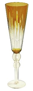 TACA PARA CHAMPANHE LAPIDADA EM CRISTAL ECOLOGICO 200ML AMBAR