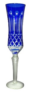 TACA PARA CHAMPANHE LAPIDADA EM CRISTAL ECOLOGICO 180ML COBALT