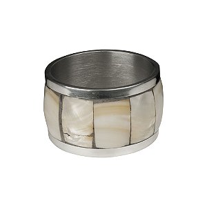 JOGO DE 6 ANEIS MADRE PEROLA PARA GUARDANAPO EM ALUMINIO