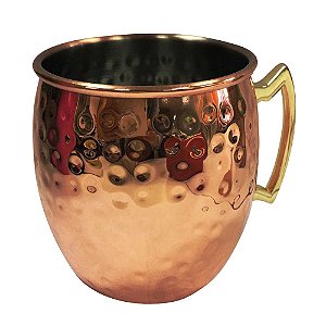 CANECA MARTELADA EM ACO INOX 550ML COR COBRE