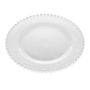 PRATO RASO DE CRISTAL DE CHUMBO CORAÇÃO TRANSPARENTE 28cm