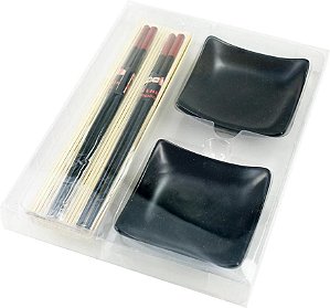 JOGO DE 6 PECAS PARA SUSHI EM BAMBU COM CAIXA EM PVC