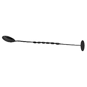 COLHER BAILARINA COM DISCO MACERADOR EM ACO INOX A28CM COR PRETO