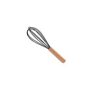 BATEDOR OVOS DE SILICONE C/CABO DE BAMBU CHARMY PRETO 32cm