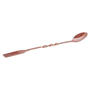COLHER BAILARINA COM GARFO TRIDENTE EM ACO INOX A23CM COR COBRE