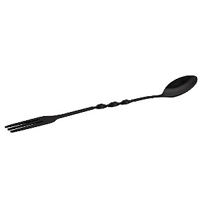 COLHER BAILARINA COM GARFO TRIDENTE EM ACO INOX A23CM COR PRETO