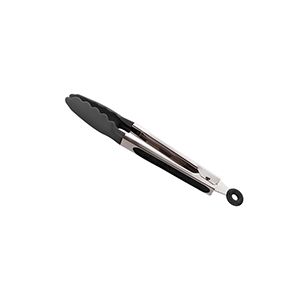 PINÇA DE SILICONE C/CABO DE AÇO INOX CHARMY PRETO 27cm