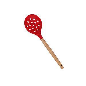 ESCUMADEIRA SILICONE C/CABO DE BAMBU CHARMY VERMELHO 31,5cm