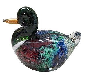 PATO DECORATIVO EM VIDRO 10X8CM