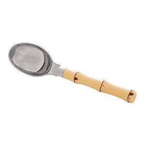COLHER P/SORVETE AÇO INOX C/CABO PLÁSTICO BAMBU 17,5cm