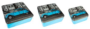 JOGO 3 LATAS P/ORGANIZACAO FUSCA AZUL