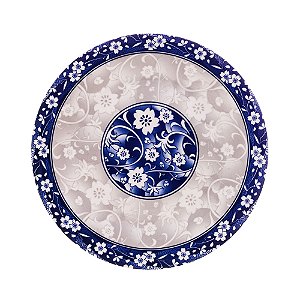 PRATO P/SOBREMESA DE PORCELANA BLUE GARDEN RASO 19,5cm